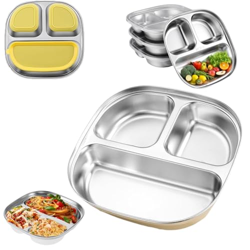 BAISHUWU Edelstahl Rutschfester Baby Teller, Kinderteller Unterteilt Edelstahl, Baby Saugnapf Geschirr, Kinderteller mit Unterteilung, Teller mit Saugnapf, für Kleinkinder Und Kinder BAISHUWU Edelstahl Rutschfester Baby Teller, Kinderteller Unterteilt Edelstahl, Baby Saugnapf Geschirr, Kinderteller mit Unterteilung, Teller mit Saugnapf, für Kleinkinder Und Kinder von BAISHUWU