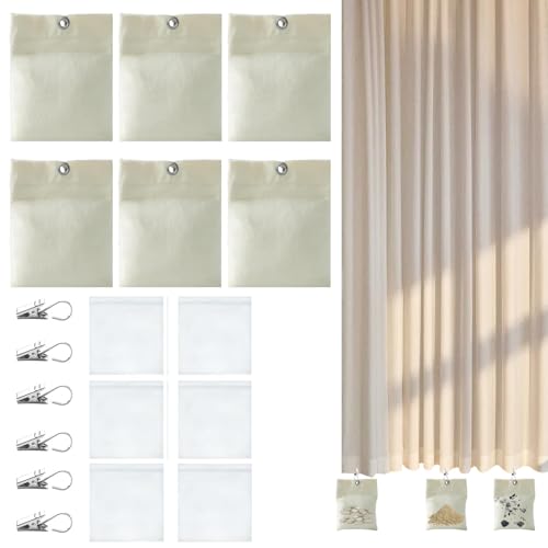 Outdoor Vorhang Leinwand Gewichte, 6pcs Wetterfeste Gartenpavillon Vorhänge Sandsack, Tragbare Gewichtstasche, Sandsäcke mit Metall-Clips, Selbstklebender Verschluss, für Pavillon Drapes Cabana (6set) von BAISHUWU