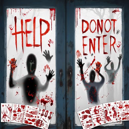 Blutige Fensteraufkleber, 10pcs Gruselige Fenster deko, halloween Deko Fensterbilder, Halloween deko Gruselig fenster, Blutige halloween Sticker, für fenster, Wand, Spukhaus, Gartendekoration Blutige Fensteraufkleber, 10pcs Gruselige Fenster deko, halloween Deko Fensterbilder, Halloween deko Gruselig fenster, Blutige halloween Sticker, für fenster, Wand, Spukhaus, Gartendekoration von BAISHUWU