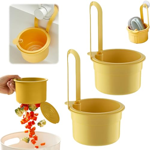 Wasserhahn Hängende Strainer mit Snap-Button, 2pcs Obstsieb zum Aufhängen am Wasserhahn, Snap-Button Sieb Hängend, Hänge Sieb mit Klipp für Küchenspüle, Abnehmbar, für Waschen/Organizer in Küche von BAISHUWU