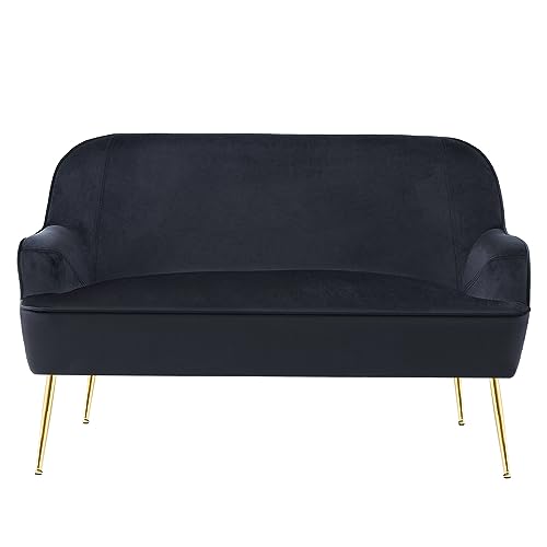 BAÏTA 2-Sitzer-Sofa, gerade, aus Samt, Schwarz, 128 x 71 x 81 cm von BAÏTA