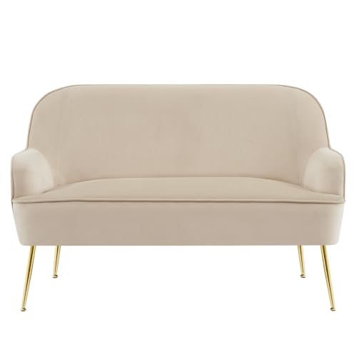 BAÏTA 2-Sitzer-Sofa, gerade, aus Samt, beige, 128 x 71 x 81 cm von BAÏTA
