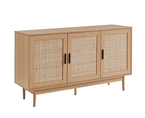 BAÏTA Amana Sideboard, Kanne und Spanplatten, helles Holz, L133cm von BAÏTA