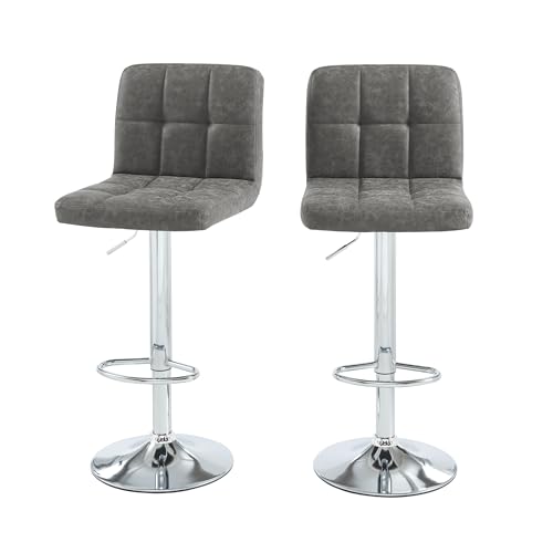 BAÏTA Barhocker Gary 2er Set PU grau mit silbernem Metallgestell BAÏTA Barhocker Gary 2er Set PU grau mit silbernem Metallgestell von BAÏTA