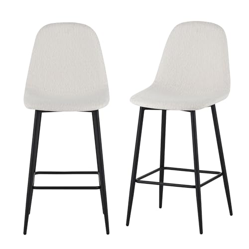 BAÏTA Barhocker Lena 2er Set aus Frottee-Stoff weiß mit Metallgestell schwarz von BAÏTA
