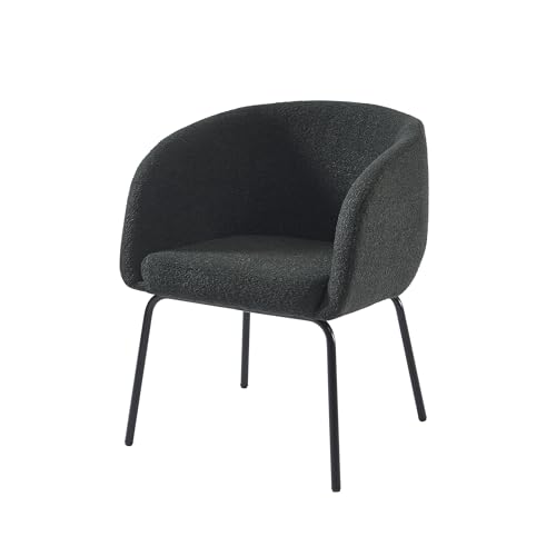 BAÏTA Belem Sessel aus Stoff mit schwarzem Metallgestell, Bouclette, anthrazit, Dimensions : 58,5 x 60 x 80 cm von BAÏTA