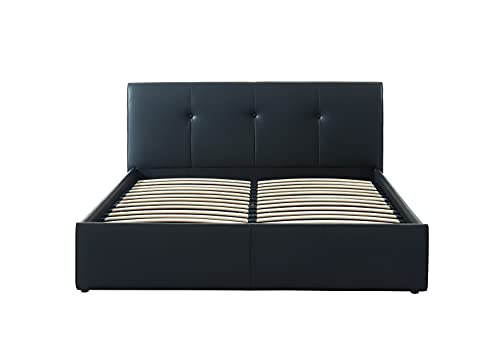 BAÏTA Bett mit Truhe Seguro, Kunstleder, Schwarz, 140 x 190 cm, inkl. Lattenrost von BAÏTA