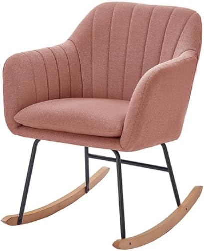 BAÏTA Sessel ELSA Rocking Chair aus Stoff, Puderrosa von BAÏTA