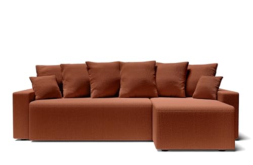 BAÏTA Ecksofa, wendbar, Cord, 4-Sitzer, mit Stauraum, für 4 Personen, terrakotta, Dimensions canapé : 254 x 141 x 87 cm von BAÏTA