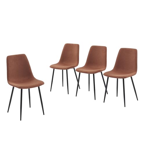 BAÏTA Estelle Stühle, Stoff, Bordeaux, Metallbeine, Schwarz, 4 Stück von BAÏTA