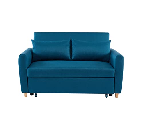 BAÏTA Laura Sofa rechts, ausziehbar, 2-Sitzer, Stoff, blau, 142 x 89 x 87 cm von BAÏTA