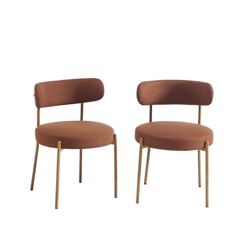 BAÏTA Noa 2 Stühle, Terrakotta-Stoff, Metallbeine, Holz-Finish BAÏTA Noa 2 Stühle, Terrakotta-Stoff, Metallbeine, Holz-Finish von BAÏTA