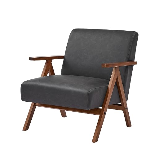 BAÏTA Oslo Sessel aus PU mit Holzfuß, Polyurethan, Schwarz, 72,5 x 80 x 79 cm von BAÏTA