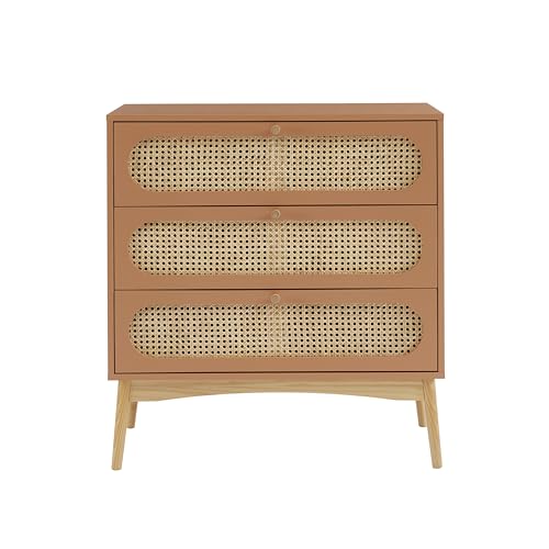 BAÏTA SIXTINE Kommode Terracotta mit Rattangeflecht, 3 Schubladen, Terrakotta von BAÏTA