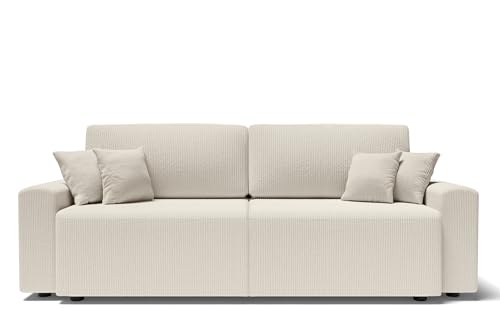BAÏTA Schlafsofa, 3-Sitzer, Kordsamt, rechts, ausklappbar, Cord, beige, Dimensions canapé : 230 x 98 x 82 cm von BAÏTA