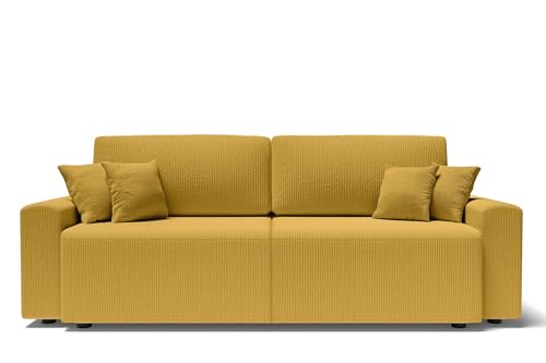 BAÏTA Schlafsofa, 3-Sitzer, Kordsamt, rechts, ausklappbar, Cord, gelb, Dimensions canapé : 230 x 98 x 82 cm von BAÏTA