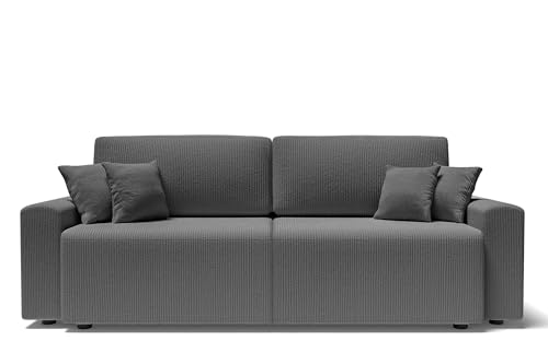 BAÏTA Schlafsofa, 3-Sitzer, Kordsamt, rechts, ausklappbar, Cord, mausgrau, Dimensions canapé : 230 x 98 x 82 cm von BAÏTA