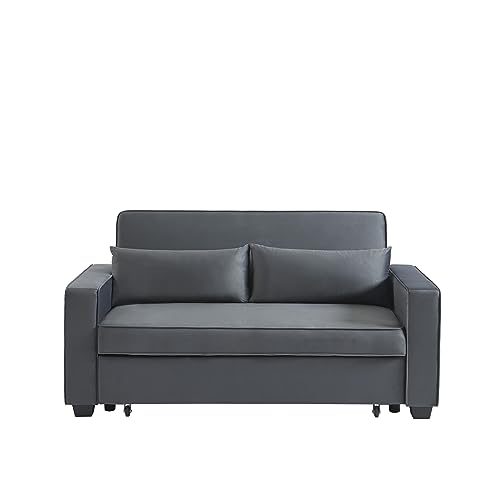 BAÏTA Schlafsofa, rechts, 3-Sitzer, Samt, grau, 160 x 90 x 89 cm von BAÏTA