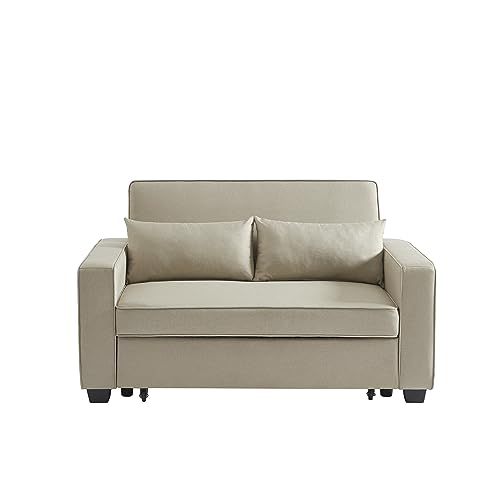 BAÏTA Schlafsofa 2-Sitzer, Stoff, Ecru, Dimensions du canapé : 150 x 88 x 88 cm von BAÏTA