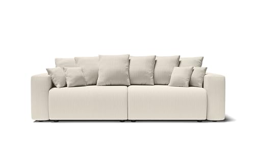 BAÏTA Schlafsofa mit Stauraum, 3-Sitzer, aus Cordstoff, Cord, beige, Dimensions du canapé : 265 x 100 x 85 cm von BAÏTA
