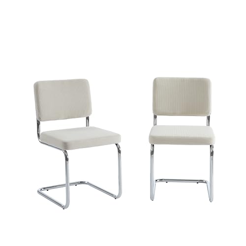 BAÏTA - Set mit 2 Stühlen Jack Cord, naturfarben, Füße aus verchromtem Metall, Weiß BAÏTA - Set mit 2 Stühlen Jack Cord, naturfarben, Füße aus verchromtem Metall, Weiß von BAÏTA