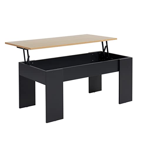 BAÏTA Simon Couchtisch mit Abnehmbarer Platte, Holz, Schwarz, L100cm von BAÏTA