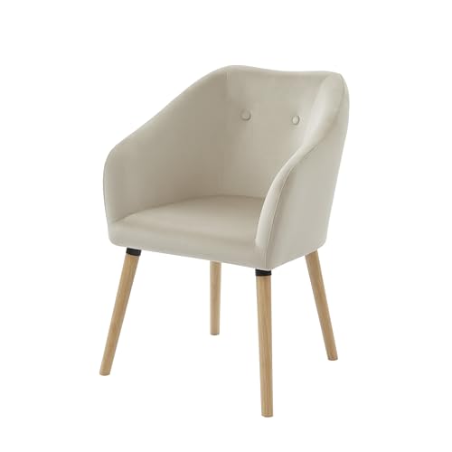 BAÏTA Viggo Sessel aus Samt mit Holzfuß, Stoff, beige, Dimensions : 58 x 57 x 80 cm von BAÏTA