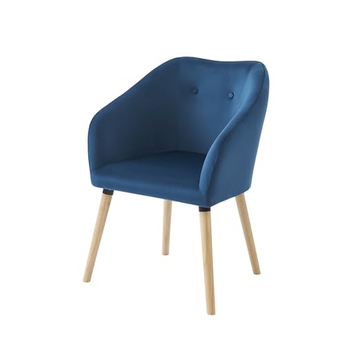 BAÏTA Viggo Sessel aus Samt mit Holzfuß, Stoff, blau, Dimensions : 58 x 57 x 80 cm von BAÏTA