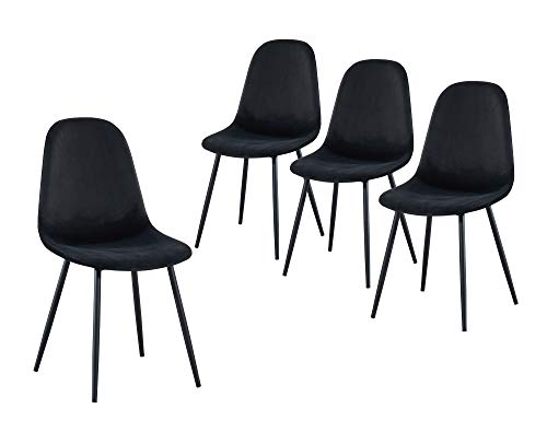 BAÏTA Lena 4 Stühle, Samt, Schwarz, h86cm von BAÏTA