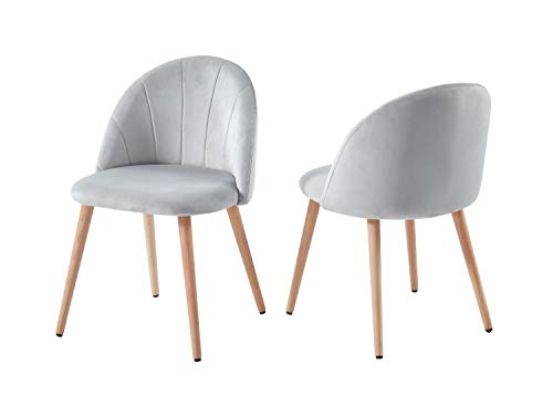 BAÏTA Shell Set mit 2 Stühlen, Velours, grau, L52 x p53,5cm von BAÏTA