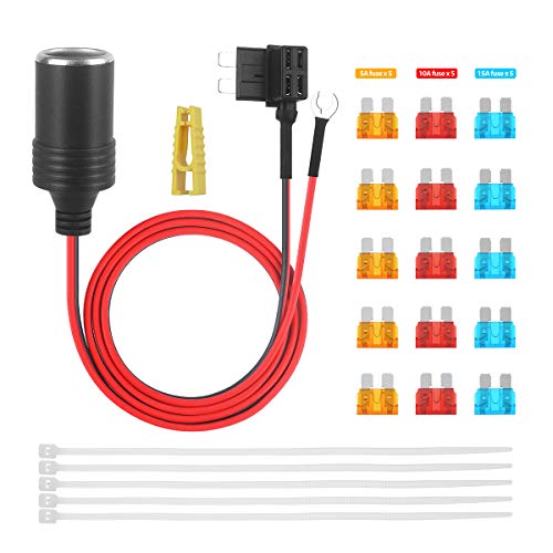 1m Auto Zigarettenanzünder mit Sicherungen Kit Auto Zigarettenanzünder Adapter Add-a-Circuit TAP Adapter Blei 1.0mm Kabel mit 12V Sicherungshalter für ATM APM Blade Sicherungen (Mitte) von BAITHNA