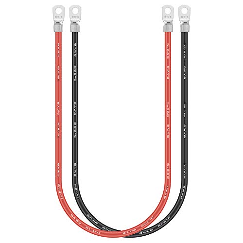 BAITHNA 50cm Rot und Schwarz, flexibles Silikonkautschuk, 6 AWG, 8 AWG, 10 AWG, Batteriekabel, mit verzinnten Kupferringklemmen (8 AWG (10–6)) von BAITHNA