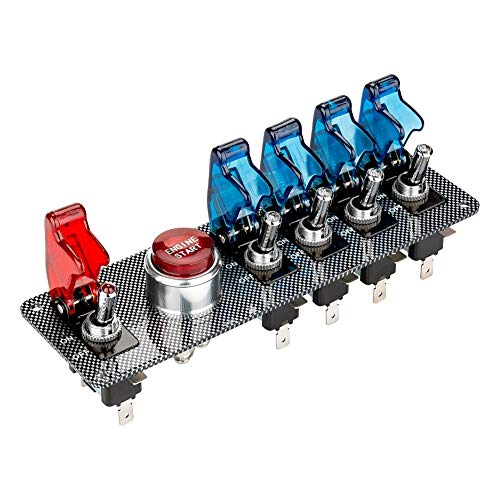 BONATECH Bonatec DC 12 V Flip-Up Zündschalter Panel 5 in 1 Auto Motor Start Druckknopf LED Kippschalter Racing Sport Wettkampf Auto, Combination Switch B BONATECH Bonatec DC 12 V Flip-Up Zündschalter Panel 5 in 1 Auto Motor Start Druckknopf LED Kippschalter Racing Sport Wettkampf Auto, Combination Switch B von BAITHNA
