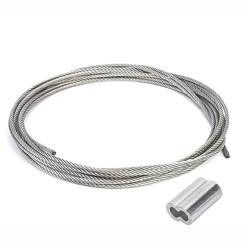 BAIWANLIN 304 edelstahlseil Wire Rope Cable Steel Drahtseil Metallseil 7×7geflochtene Struktur mit Aluminium Crimp Sleeves,1.2mm BAIWANLIN 304 edelstahlseil Wire Rope Cable Steel Drahtseil Metallseil 7×7geflochtene Struktur mit Aluminium Crimp Sleeves,1.2mm von BAIWANLIN