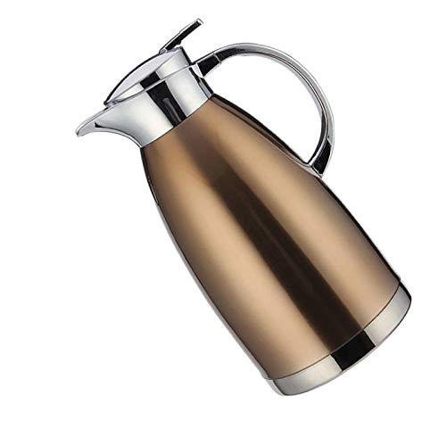 BAIYA Edelstahl Thermoskanne,Teekanne,Kaffeekanne,Isolierkanne,for Kaffee,Milch,Tee,Saft (Brown,1.8L) von BAIYA