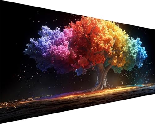 Malen Nach Zahlen Baum Malen Nach Zahlen Erwachsene Regenbogen Paint by Numbers Kits mit 3 - Pinseln und Acrylfarben Handgemalt Ölgemälde Farbige Leinwand Set, Geschenke für Frauen 40x80cm x3-132 von BAIYAACO