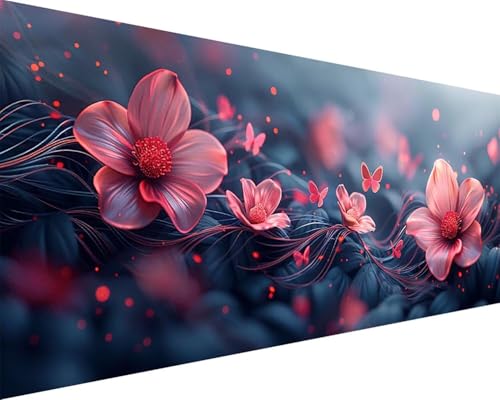 Malen Nach Zahlen Blume Malen Nach Zahlen Erwachsene Blume Paint by Numbers mit 3 Pinseln und Acrylfarben Handgemalt Ölgemälde Farbige Leinwand Set, Geschenke für Frauen, Zimmer Deko 50x100cm e3-11B von BAIYAACO