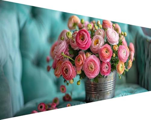 Malen Nach Zahlen Blume Malen Nach Zahlen Erwachsene Blume Paint by Numbers mit 3 Pinseln und Acrylfarben Handgemalt Ölgemälde Farbige Leinwand Set, Geschenke für Frauen, Zimmer Deko 50x100cm e3-13B von BAIYAACO