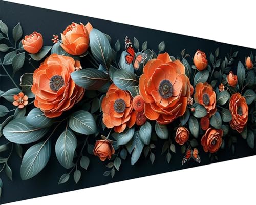 Malen Nach Zahlen Blume Malen Nach Zahlen Erwachsene Blume Paint by Numbers mit 3 Pinseln und Acrylfarben Handgemalt Ölgemälde Farbige Leinwand Set, Geschenke für Frauen, Zimmer Deko 50x100cm i3-76 von BAIYAACO