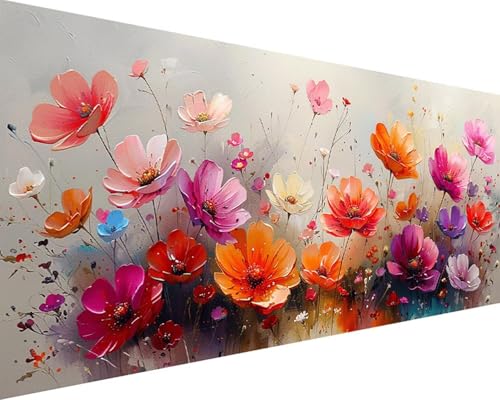 Malen Nach Zahlen Blume Malen Nach Zahlen Erwachsene Blume Paint by Numbers mit 3 Pinseln und Acrylfarben Handgemalt Ölgemälde Farbige Leinwand Set, Geschenke für Frauen, Zimmer Deko 80x160cm j3-236 von BAIYAACO