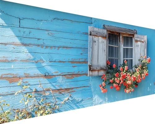 Malen Nach Zahlen Blume Malen Nach Zahlen Erwachsene Fensterbank Paint by Numbers Kits mit 3 - Pinseln und Acrylfarben Handgemalt Ölgemälde Farbige Leinwand Set, Geschenke für Frauen 40x80cm t3-19Q von BAIYAACO