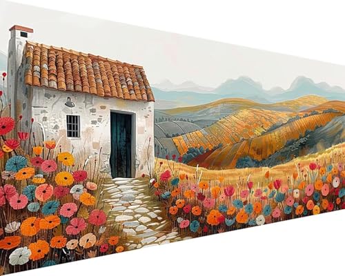 Malen Nach Zahlen Blume Malen Nach Zahlen Erwachsene Landschaft Paint by Numbers Kits mit 3 - Pinseln und Acrylfarben Handgemalt Ölgemälde Farbige Leinwand Set, Geschenke für Frauen 40x80cm y3-252 von BAIYAACO