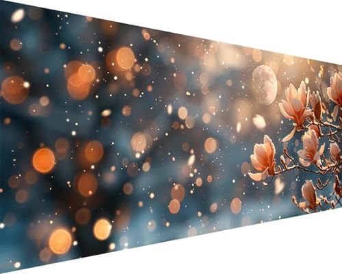 Malen Nach Zahlen Blume Malen Nach Zahlen Erwachsene Mond Paint by Numbers mit 3 Pinseln und Acrylfarben Handgemalt Ölgemälde Farbige Leinwand Set, Geschenke für Frauen, Zimmer Deko 50x100cm m3-207 von BAIYAACO
