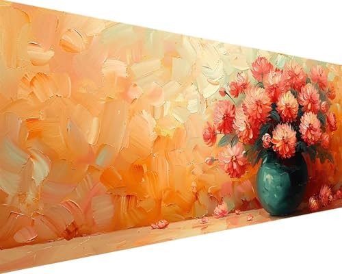 Malen Nach Zahlen Blume Malen Nach Zahlen Erwachsene Vase Paint by Numbers mit 3 Pinseln und Acrylfarben Handgemalt Ölgemälde Farbige Leinwand Set, Geschenke für Frauen, Zimmer Deko 40x80cm h3-20X von BAIYAACO