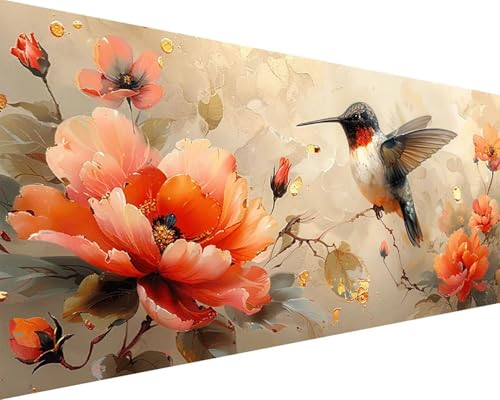 Malen Nach Zahlen Blume Malen Nach Zahlen Erwachsene Vogel Paint by Numbers mit 3 Pinseln und Acrylfarben Handgemalt Ölgemälde Farbige Leinwand Set, Geschenke für Frauen, Zimmer Deko 80x160cm g3-18N von BAIYAACO