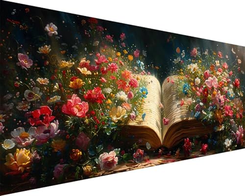 Malen Nach Zahlen Buch Malen Nach Zahlen Erwachsene Blume Paint by Numbers mit 3 Pinseln und Acrylfarben Handgemalt Ölgemälde Farbige Leinwand Set, Geschenke für Frauen, Zimmer Deko 80x160cm k3-63 von BAIYAACO