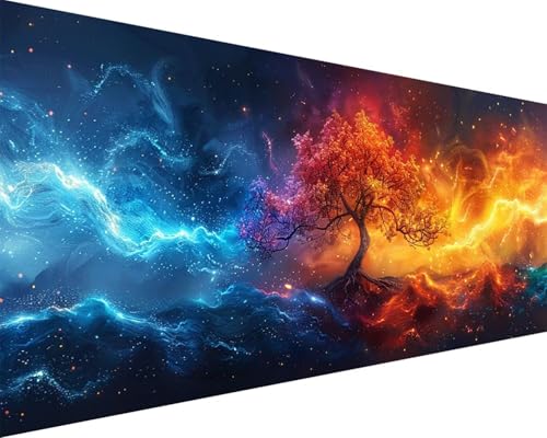 Malen Nach Zahlen Erwachsene Baum Malen Nach Zahlen Baum des Lebens Paint by Numbers Farbige Leinwand mit Pinselset Acrylfarben Kreativ Set für Erwachsene, Home Wand Deko Wohnzimmer 100x200cm t4-21P von BAIYAACO