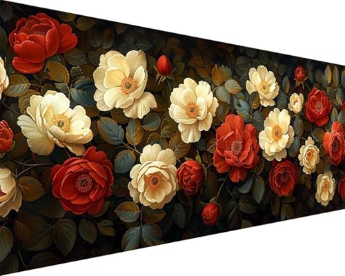 Malen Nach Zahlen Erwachsene Blume Malen Nach Zahlen Blume Paint by Numbers Farbige Leinwand mit Pinselset Acrylfarben Kreativ Set für Erwachsene, Home Wand Deko Wohnzimmer Geschenke 30x60cm y4-229 von BAIYAACO