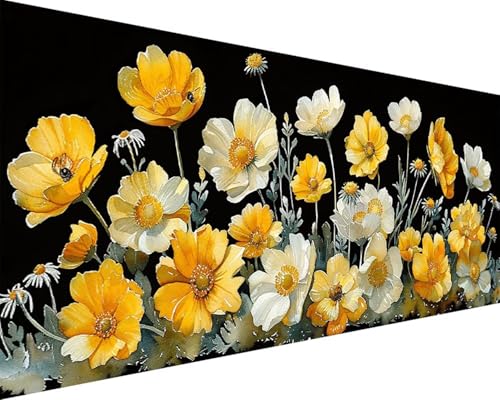 Malen Nach Zahlen Erwachsene Blume Malen Nach Zahlen Blume Paint by Numbers Farbige Leinwand mit Pinselset Acrylfarben Kreativ Set für Erwachsene, Home Wand Deko Wohnzimmer Geschenke 80x160cm f4-18L von BAIYAACO
