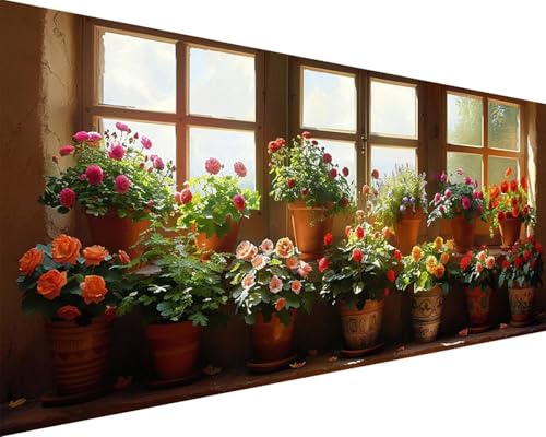 Malen Nach Zahlen Erwachsene Blume Malen Nach Zahlen Fensterbank Paint by Numbers Farbige Leinwand mit Pinselset Acrylfarben Kreativ Set für Kinder, Home Wand Deko Wohnzimmer Geschenke 40x80cm f4-12L Malen Nach Zahlen Erwachsene Blume Malen Nach Zahlen Fensterbank Paint by Numbers Farbige Leinwand mit Pinselset Acrylfarben Kreativ Set für Kinder, Home Wand Deko Wohnzimmer Geschenke 40x80cm f4-12L von BAIYAACO